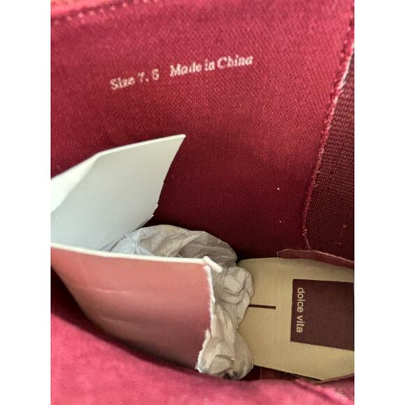 Dolce Vita Women's Wedge Red Faux Suede Zippered  Ankle Bootie NEW Size 7.5; - Picture 7 of 8